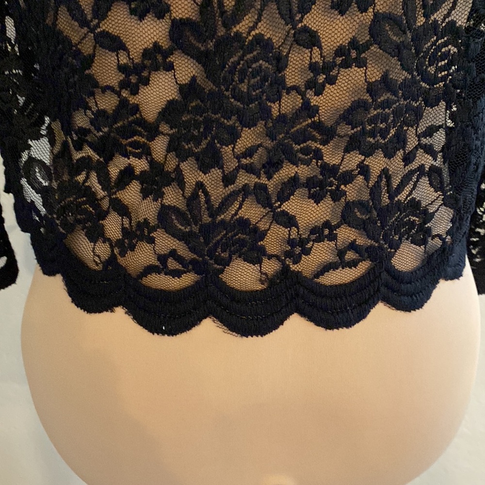 Black lace cardigan.perfect for layering. Size M. Like new - Picture 4 of 5